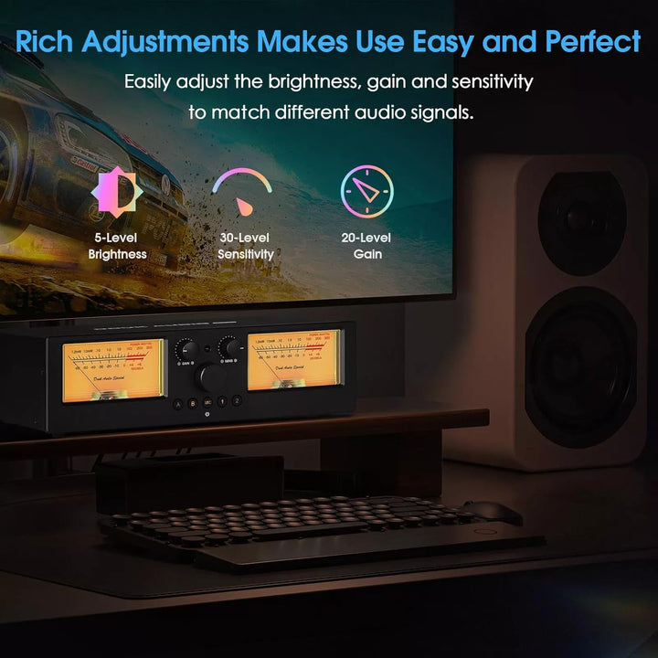 DoukAudio VU3PRO Duales Analoges VU-Meter, 2-Wege Verstärkerschalter, Lautsprecherauswahl, Verstärke