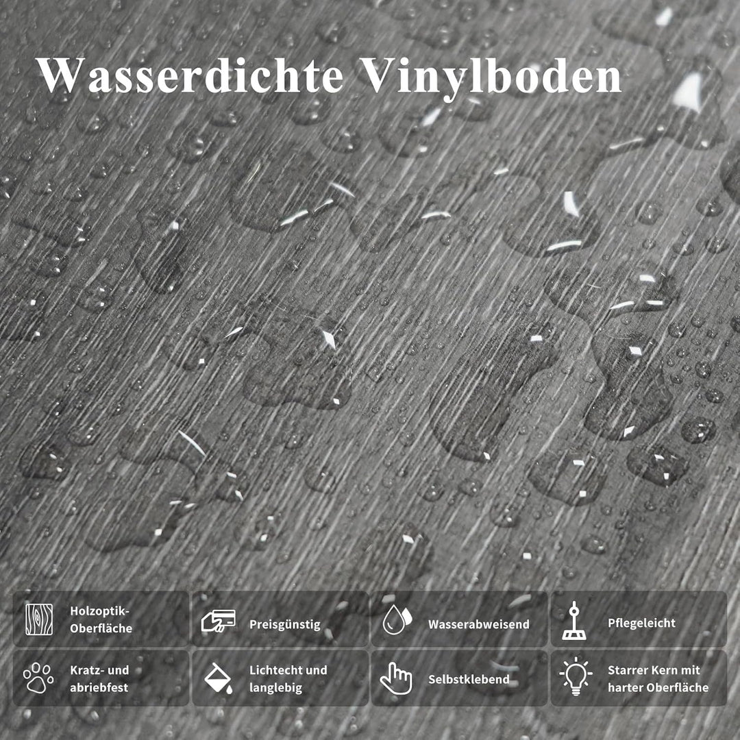 MULGREAT Vinylboden selbstklebend 5,02 m² – Wasserdichter Laminatboden in Dunkelgrau, 36 Fliesen (15