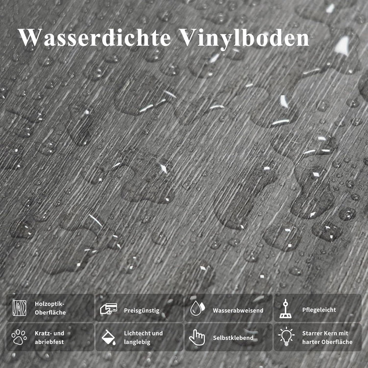 MULGREAT Vinylboden selbstklebend 5,02 m² – Wasserdichter Laminatboden in Dunkelgrau, 36 Fliesen (15