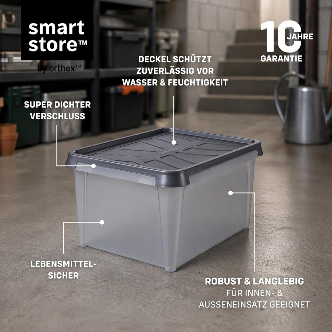 SmartStore Aufbewahrungsbox mit Deckel 12 L wasserdicht Plastik – 7er-Set – mattiert - ineinander &
