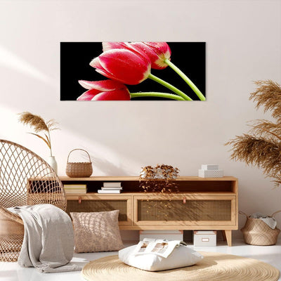 Wandbilder Dekoration Wohnzimmer Tulpe garten blume blumenstrauss Panorama Bilder auf Leinwand 120x5