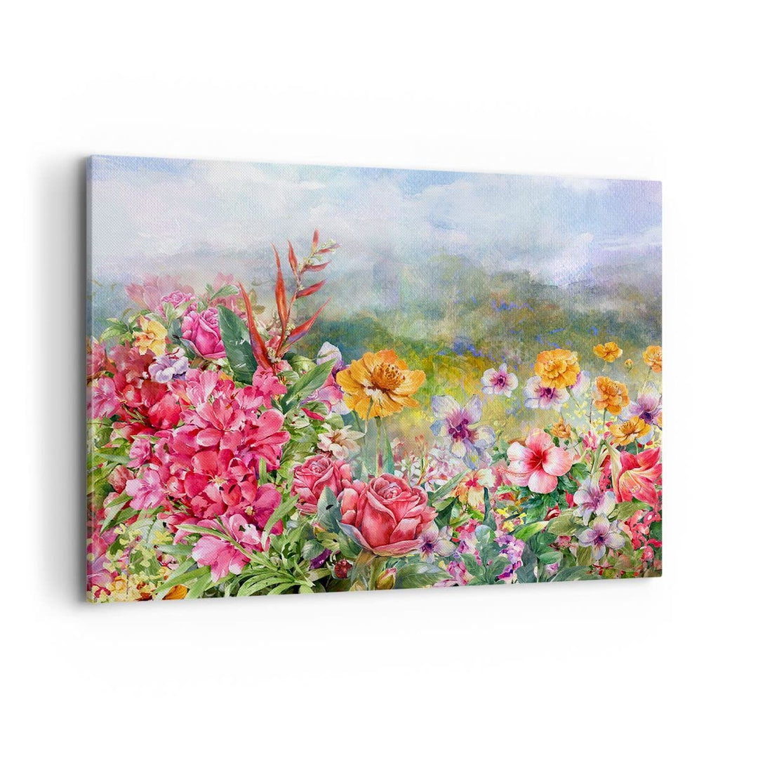Bilder auf Leinwand 100x70cm Leinwandbild mit Rahmen blume sommer natur Gross Wanddeko Bild Schlafzi