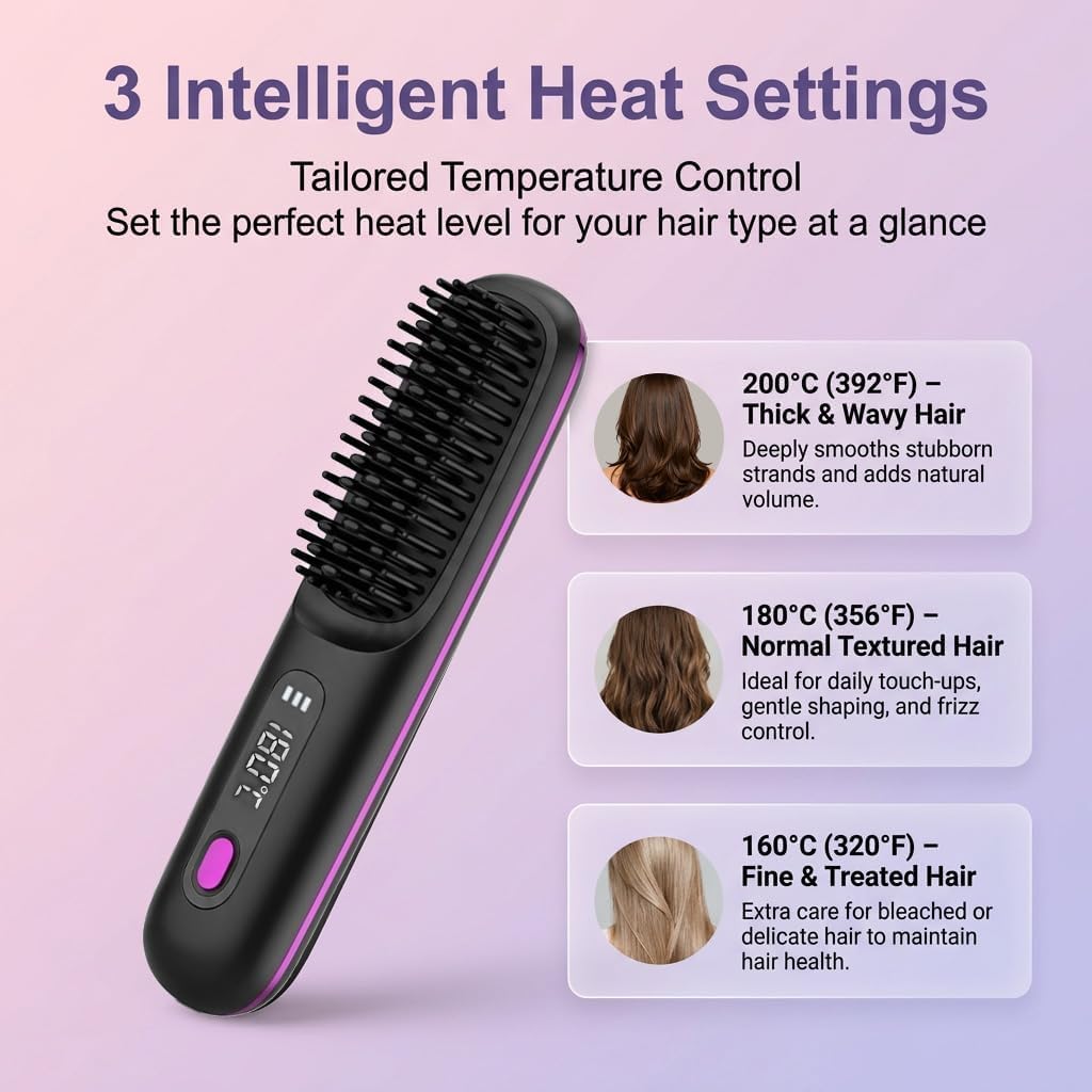 Stylingbürste für kurze Haare Kabellos Haarglätter Bürste Haarbürste Elektrische Ionen Haarbürste fü
