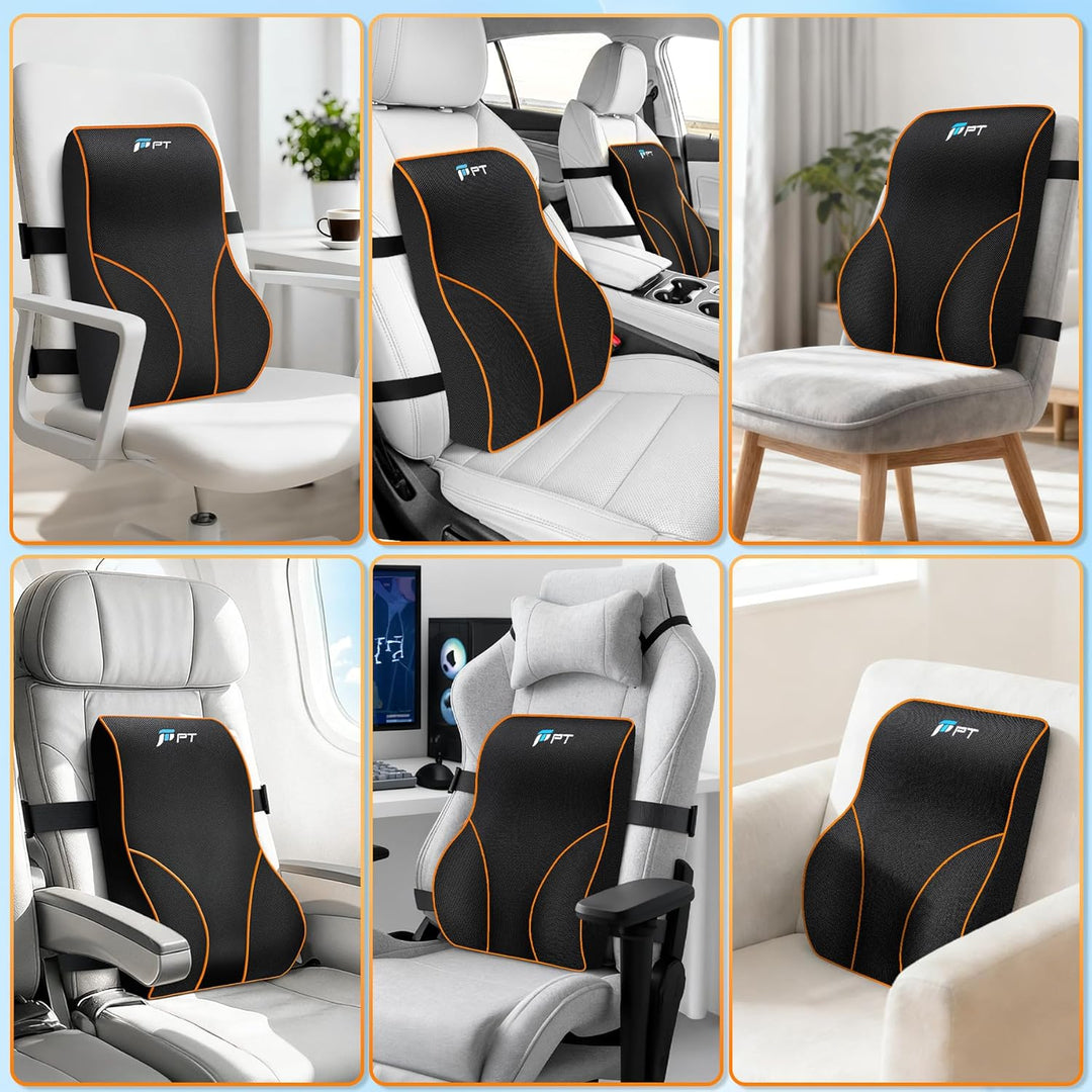 POOTACK Lendenkissen mit Memory-Schaum - Komfortable Lordosenstütze für Auto, Büro und Gaming, Verst