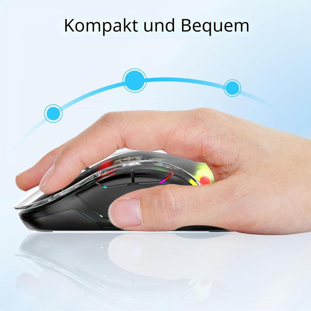 memzuoix LED Kabellose Maus – Wiederaufladbare 2.4G Optische Maus mit Magnetischer Abdeckung, Sanfte