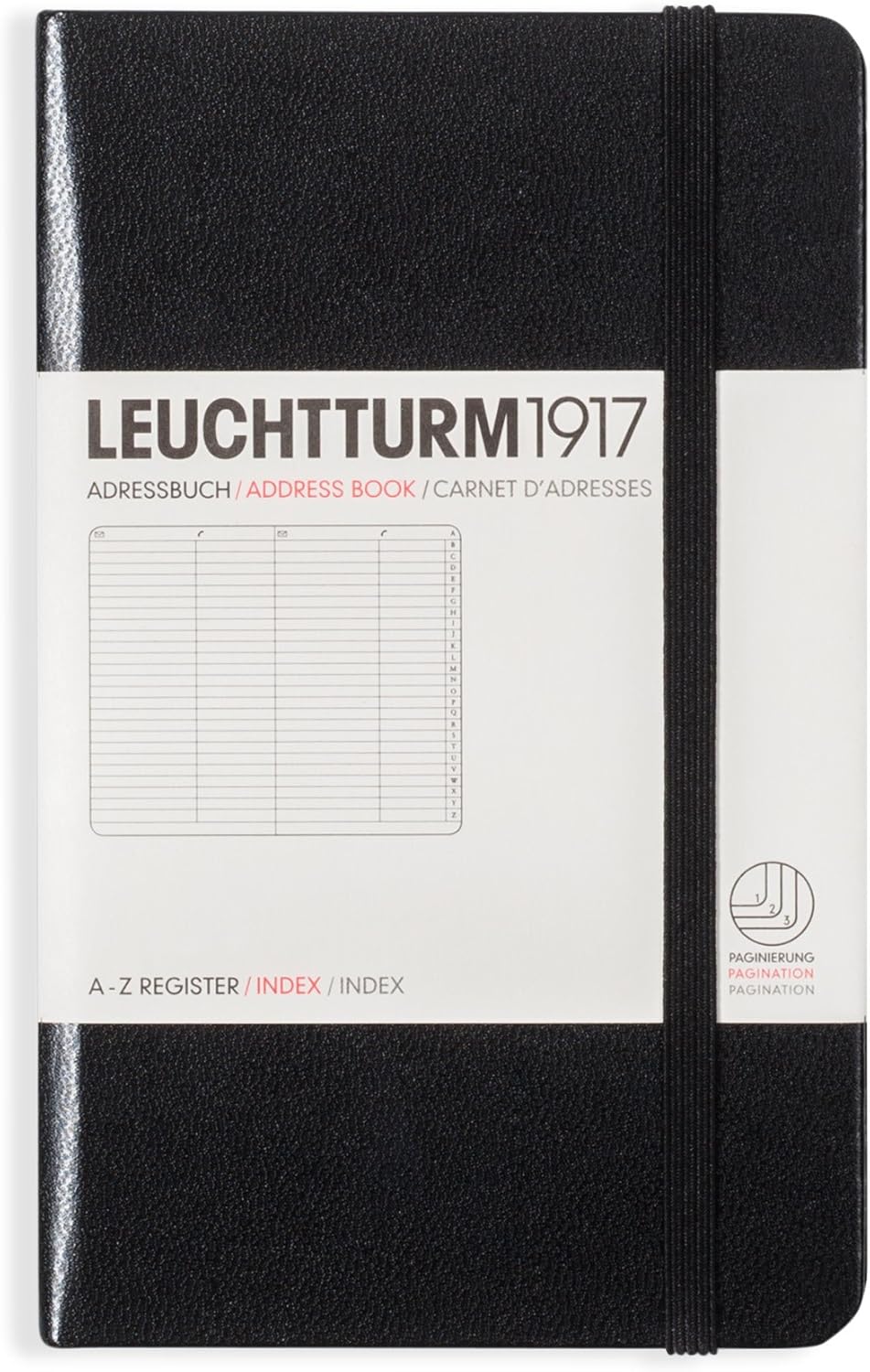 LEUCHTTURM1917 316927 Adressbuch Pocket (A6), Hardcover, Schwarz, Pocket (A6)