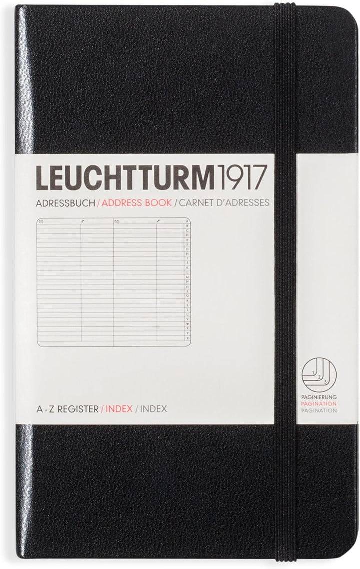 LEUCHTTURM1917 316927 Adressbuch Pocket (A6), Hardcover, Schwarz, Pocket (A6)