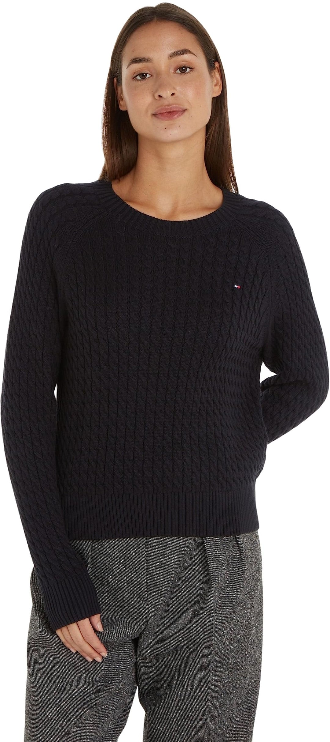 Tommy Hilfiger Damen Pullover C-Neck Strickpullover XS Schwarz (Black), XS Schwarz (Black)