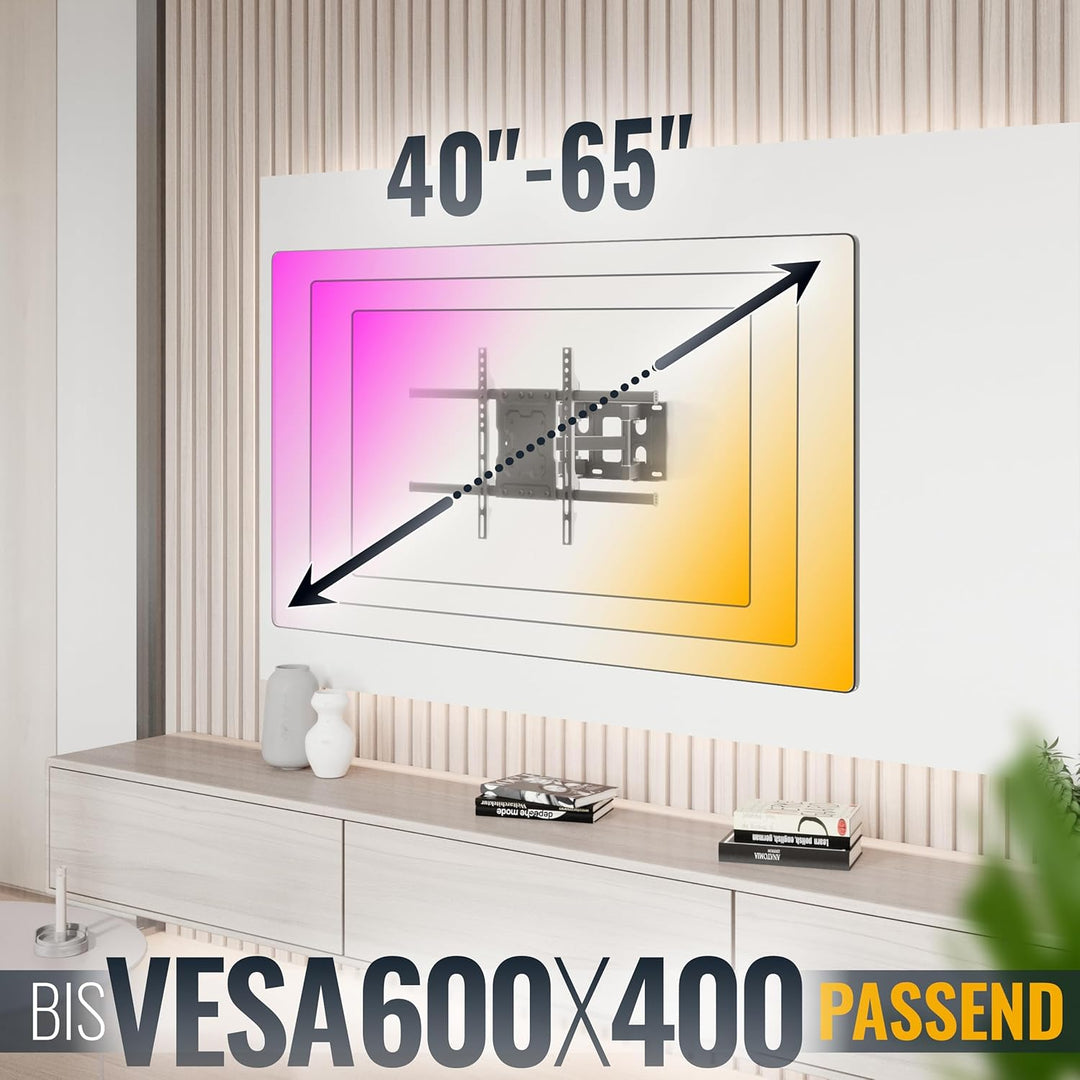 RICOO TV Wandhalterung Fernseher Schwenkbar Neigbar für 40-65 Zoll, Universal TV Halterung S7264, Fe