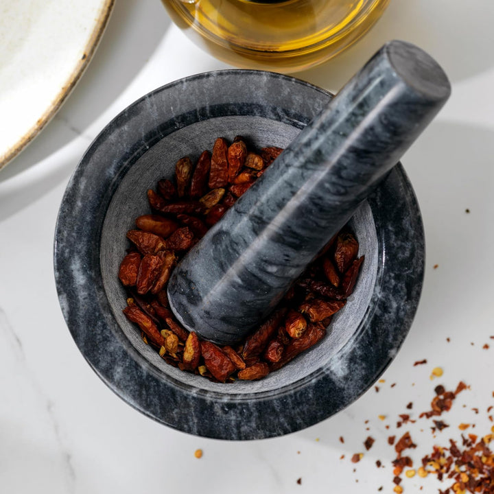 Salter BW11852EU7 Marmor-Pissel und -Mörtel – Kräuter und Gewürze für Pesto, Knoblauch-Zerkleinerer,