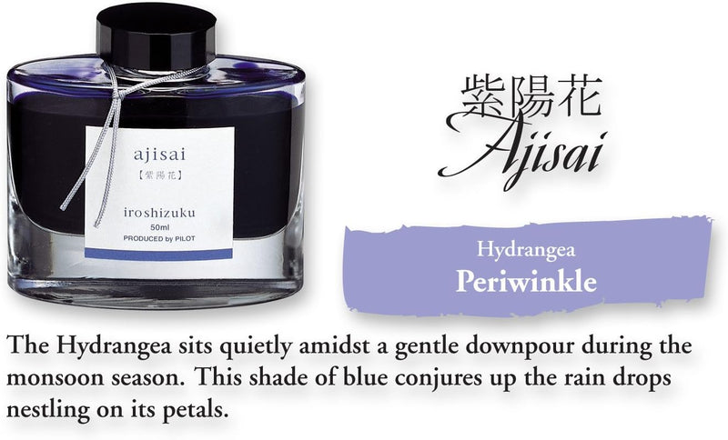 Pilot Iroshizuku 69211 Füllfederhalter-Tinte, Ajisai, Hortensien (Blauviolett), 50 ml Flasche Periwi