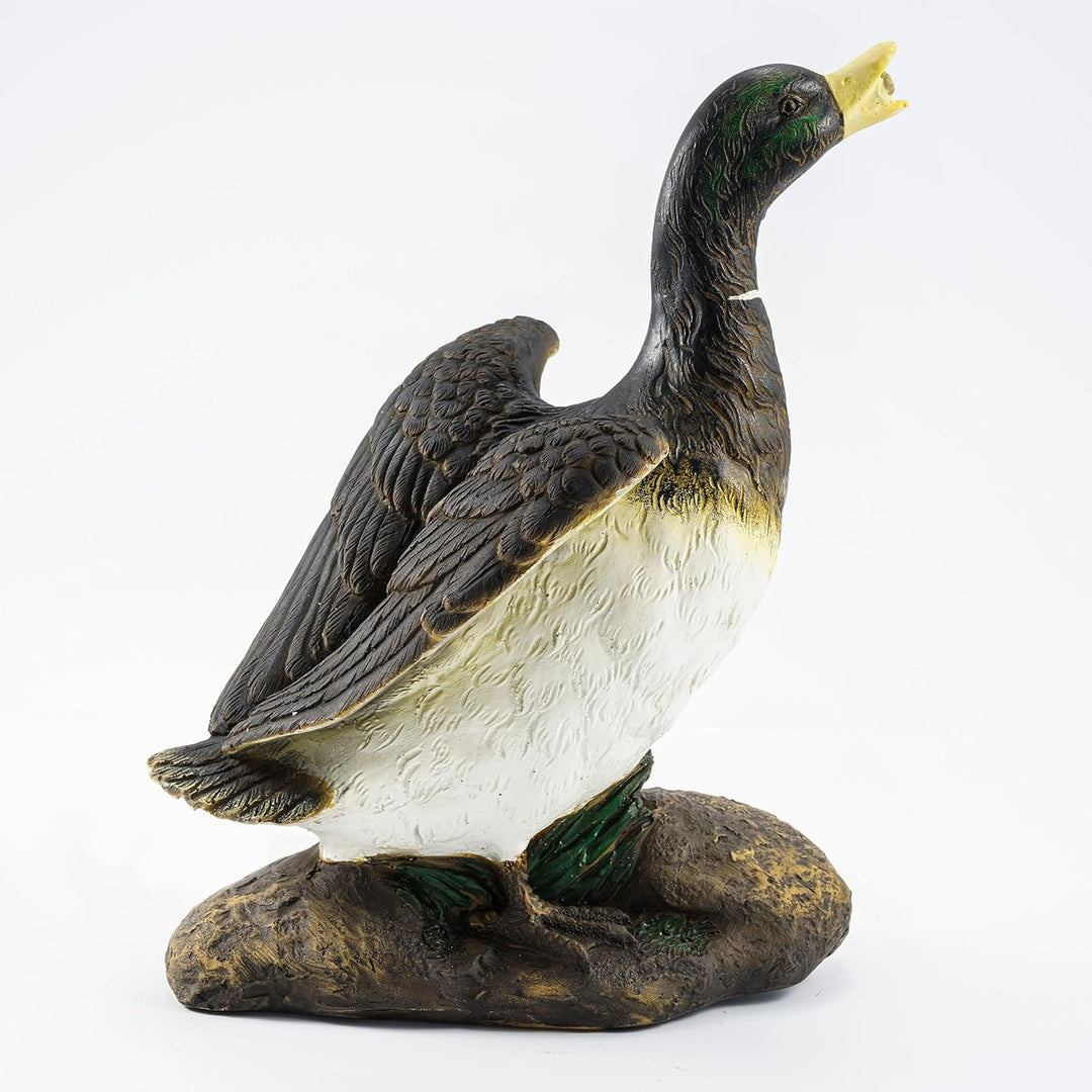 Wasserspeier Figur Ente Lucky Duck aus Kunststein - (L x B x H): ca. 235 x 190 x 315 mm - Schlauchan