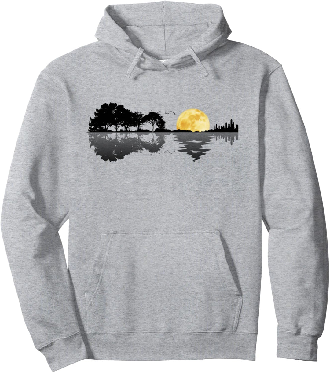 Gitarre Natur See Schatten Design Gitarrist Geschenk Design Pullover Hoodie