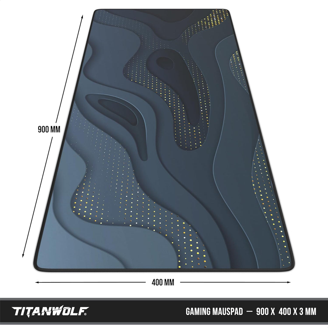 TITANWOLF - XXL Speed Gaming Mauspad 900 x 400mm - XXL Mousepad - Tischunterlage Large Size - verbes
