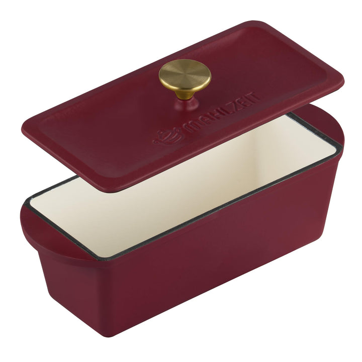 Mahlzeit Gusseisen Bräter mit Deckel emailliert | 3 Liter | Dark Cherry | Backofengeeignet, Induktio