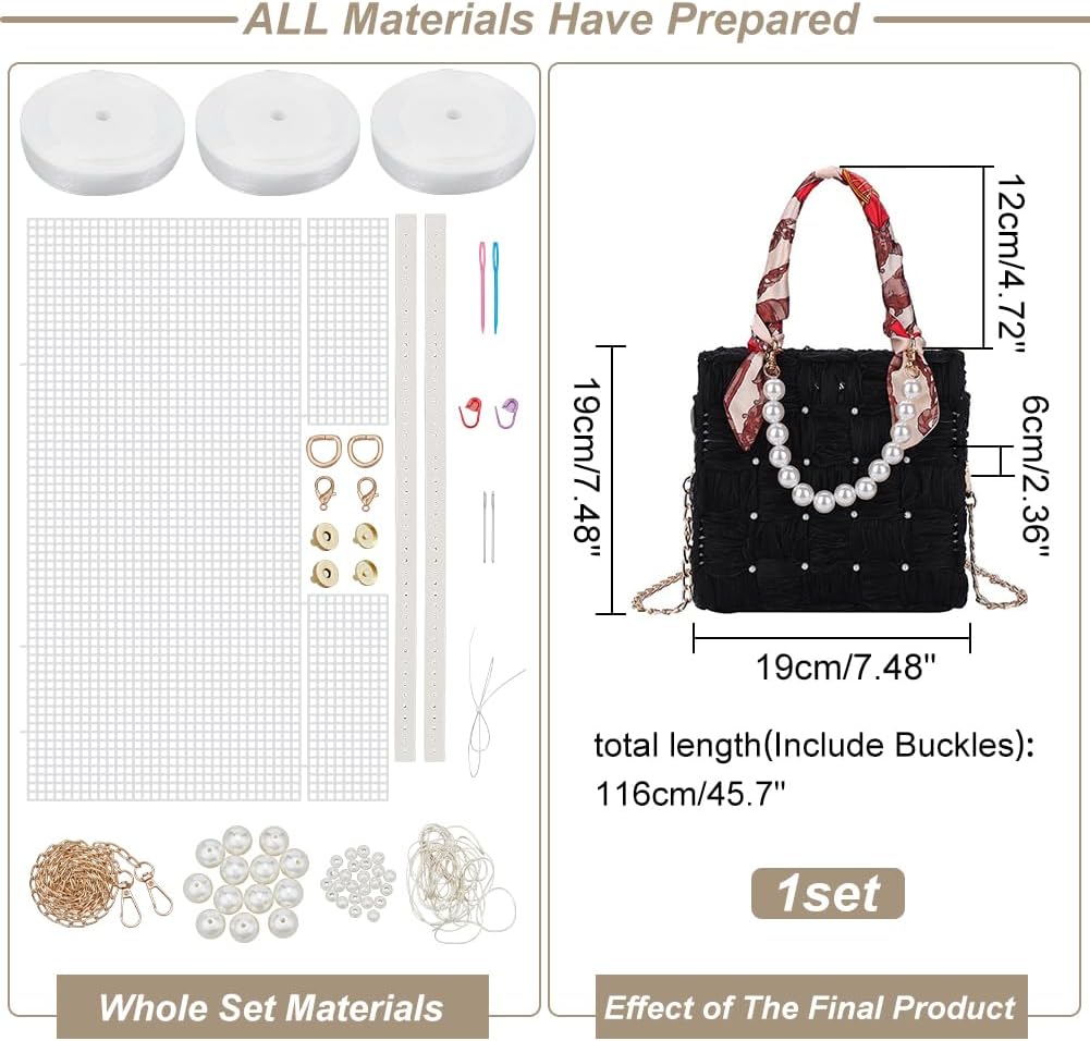 WADORN DIY Strick- Und Häkelhandtaschen-Sets, Handgefertigtes, Gewebtes Taschenherstellungs-Kreuzsti