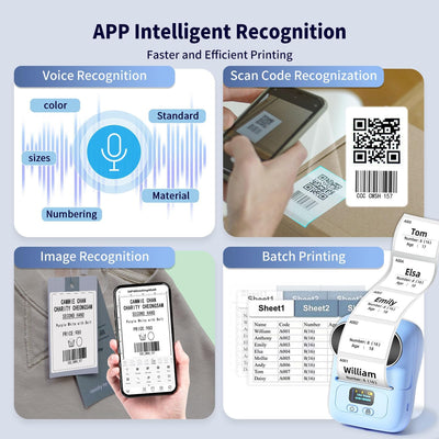 Phomemo M110 Etikettendrucker, Bluetooth Beschriftungsgerät Selbstklebend Edikettengerät Mini Thermo
