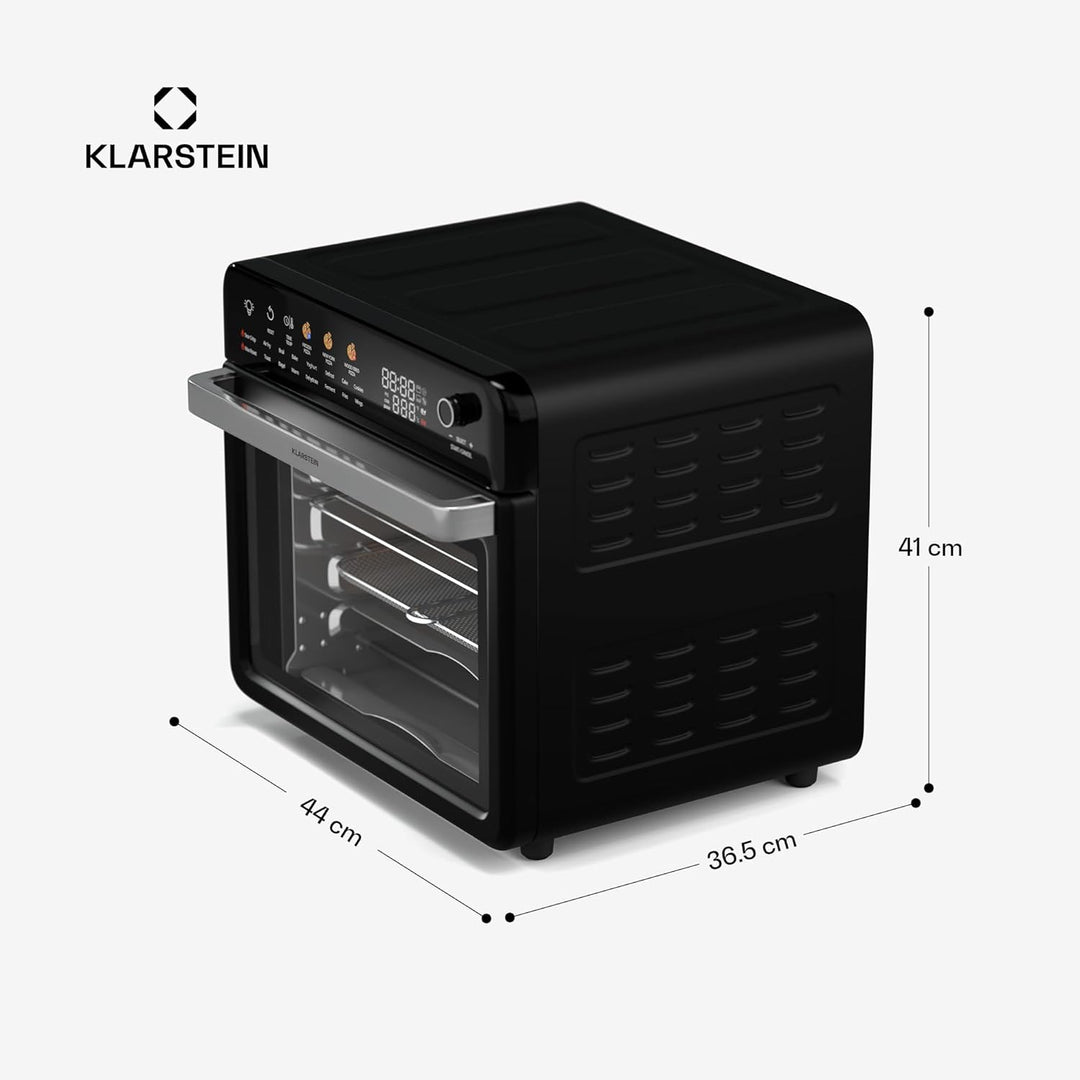 Klarstein AirGlaze Digital Heissluftfritteuse – 34 L, 2200 W, 19 Programme, Rotisserie, Touch Displa