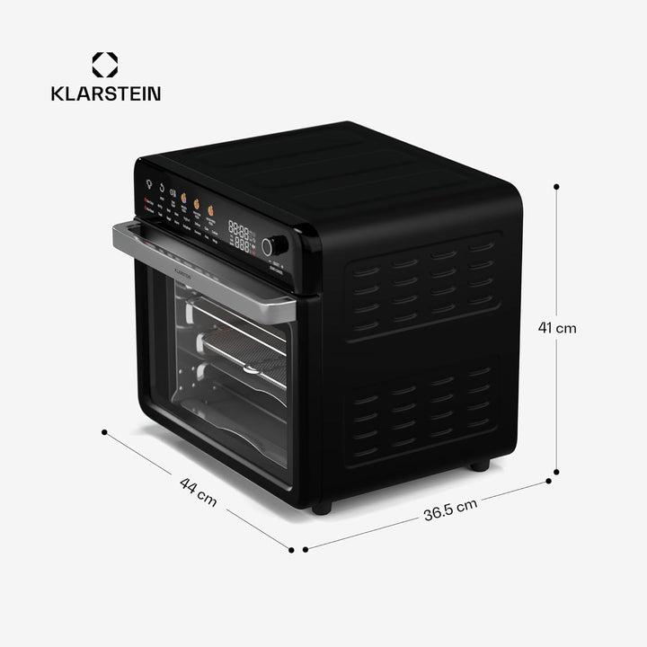 Klarstein AirGlaze Digital Heissluftfritteuse – 34 L, 2200 W, 19 Programme, Rotisserie, Touch Displa