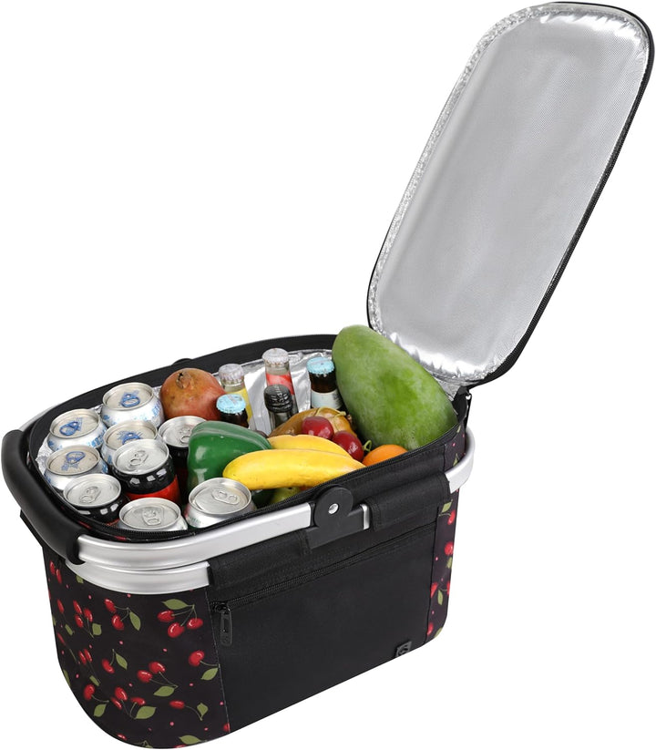 ALLCAMP 22L Einkaufskörbe Gross Isolierkorb Kühlkorb Kühltasche Picknickkorb Thermotasche Kühltasche