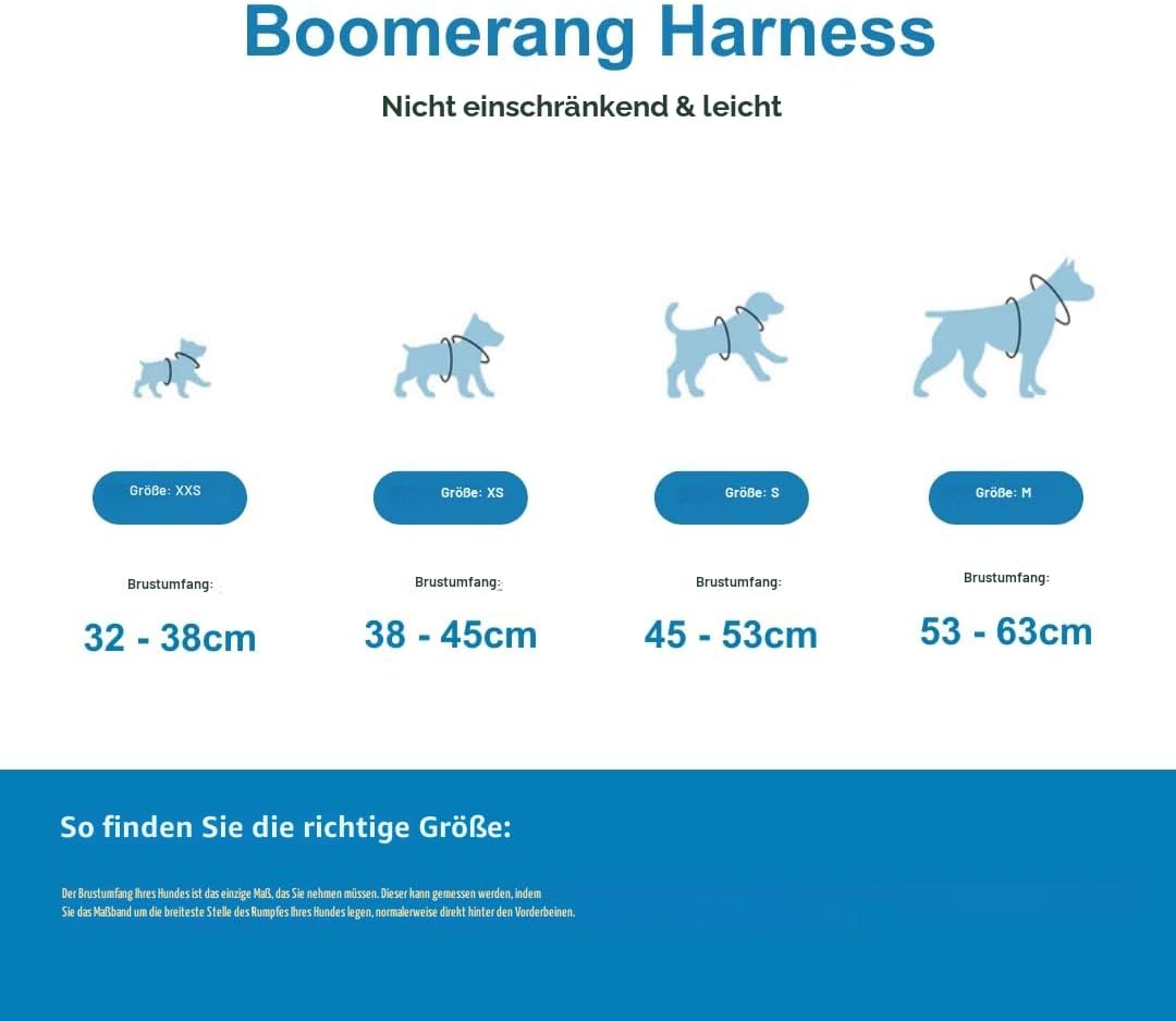 BullyBillows Boomerang Hundegeschirr leicht und Nicht einschränkend Einfach anzulegen und abzunehmen