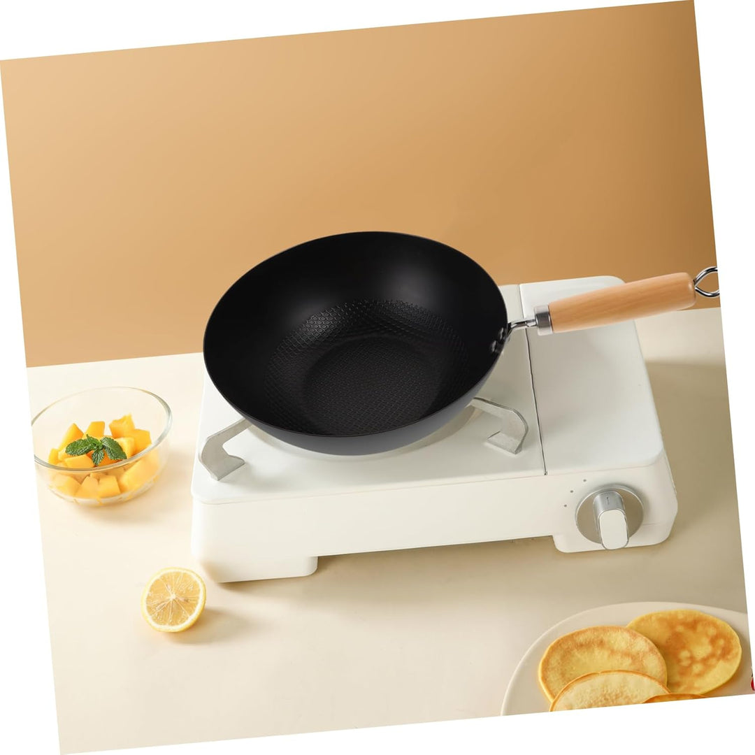 MAGICLULU Kleiner Schmiedeeiserner Wokpfanne 24cm ohne Beschichtung für Induktionsherd Hitzebeständi