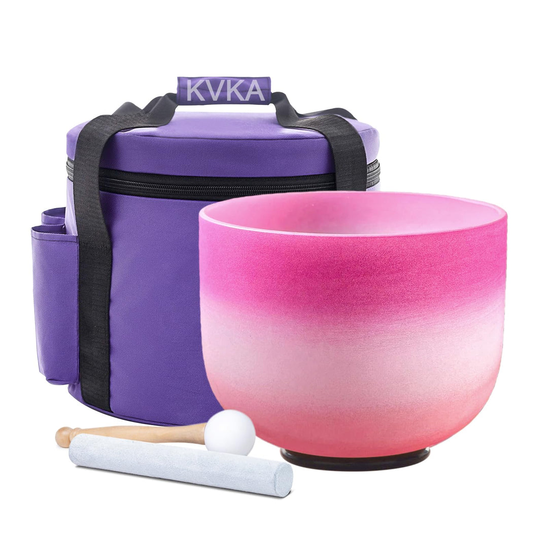 KVKA 20cm Klangschalen, 432Hz 8 inch C note Half-pink Design Chakra Klangschale für Yoga Meditation