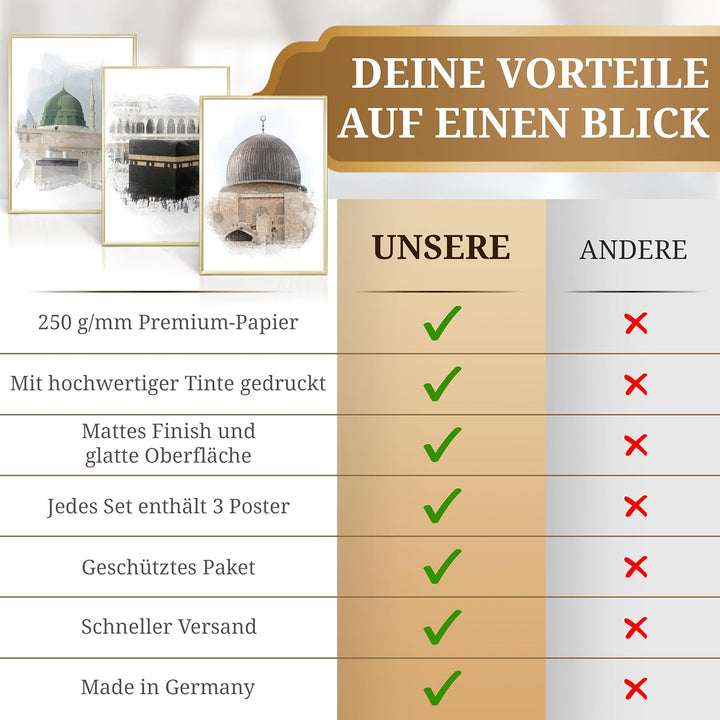 HAVA Artwork Holy Mosques Poster Set, Islamische Poster, Islamische Bilder, Islamische Dekoration, I