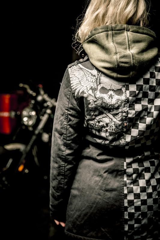 Rock Rebel by EMP Damen schwarz-graue Jacke mit Nieten und Print S grau/schwarz, S grau/schwarz