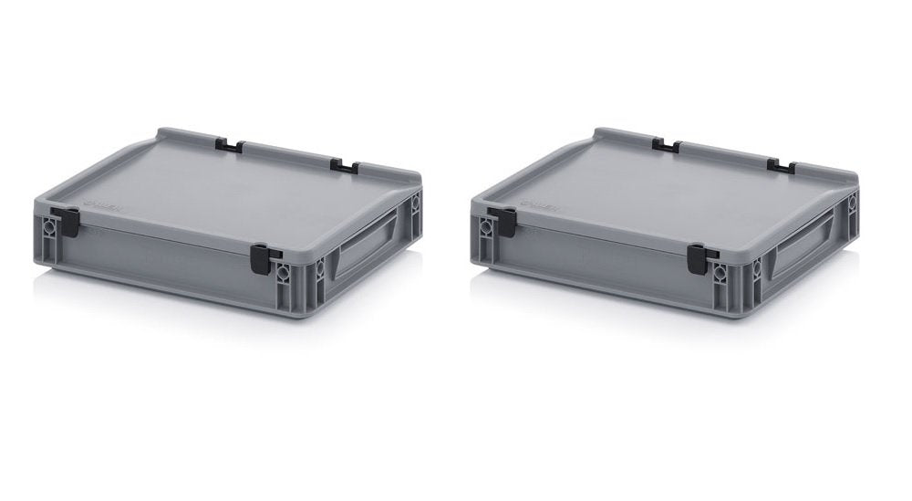 Auer Packaging 2x Eurobehälter-Eurobox 40 x 30 x 9 cm mit Scharnierdeckel inkl. gratis Zollstock * 2