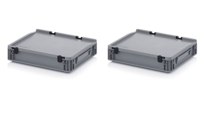 Auer Packaging 2x Eurobehälter-Eurobox 40 x 30 x 9 cm mit Scharnierdeckel inkl. gratis Zollstock * 2