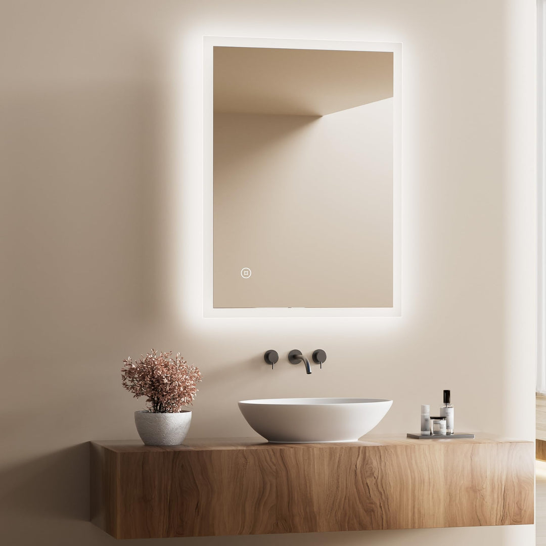 Heilmetz Badspiegel mit Beleuchtung LED 70x50cm, Badezimmerspiegel mit Beleuchtung 6500K Kaltweiss L