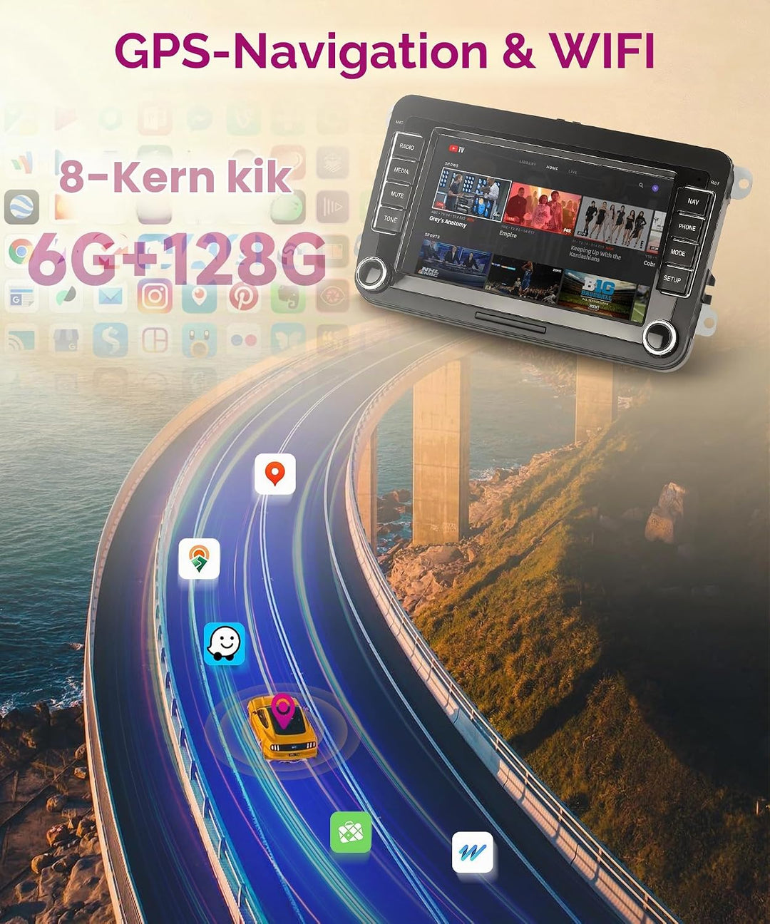 6G+128G 8 Core Wireless Carplay Android Autoradio für VW Golf 5 6 Passat Polo Tiguan Touran Caddy Sk