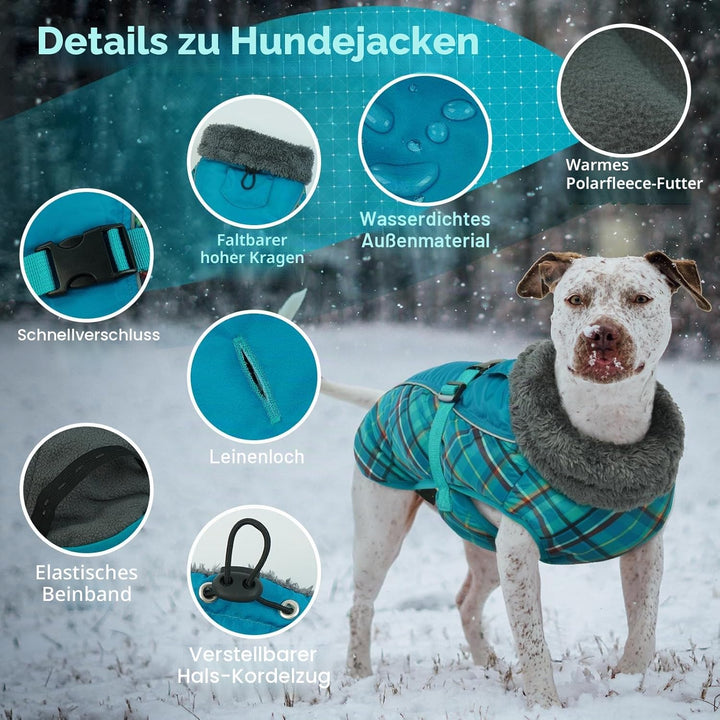 IECOii Hundemantel Winter,Warme Fleece Rollkragen Hundejacke,Wasserdicht Winterjacken Wintermäntel f