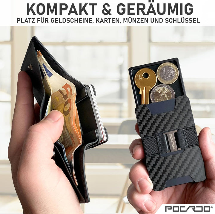 POCARDO Slim Wallet | Kleine Geldbörse mit Geldscheinfach, Münzfach, Kartenfach und RFID-Schutz | He
