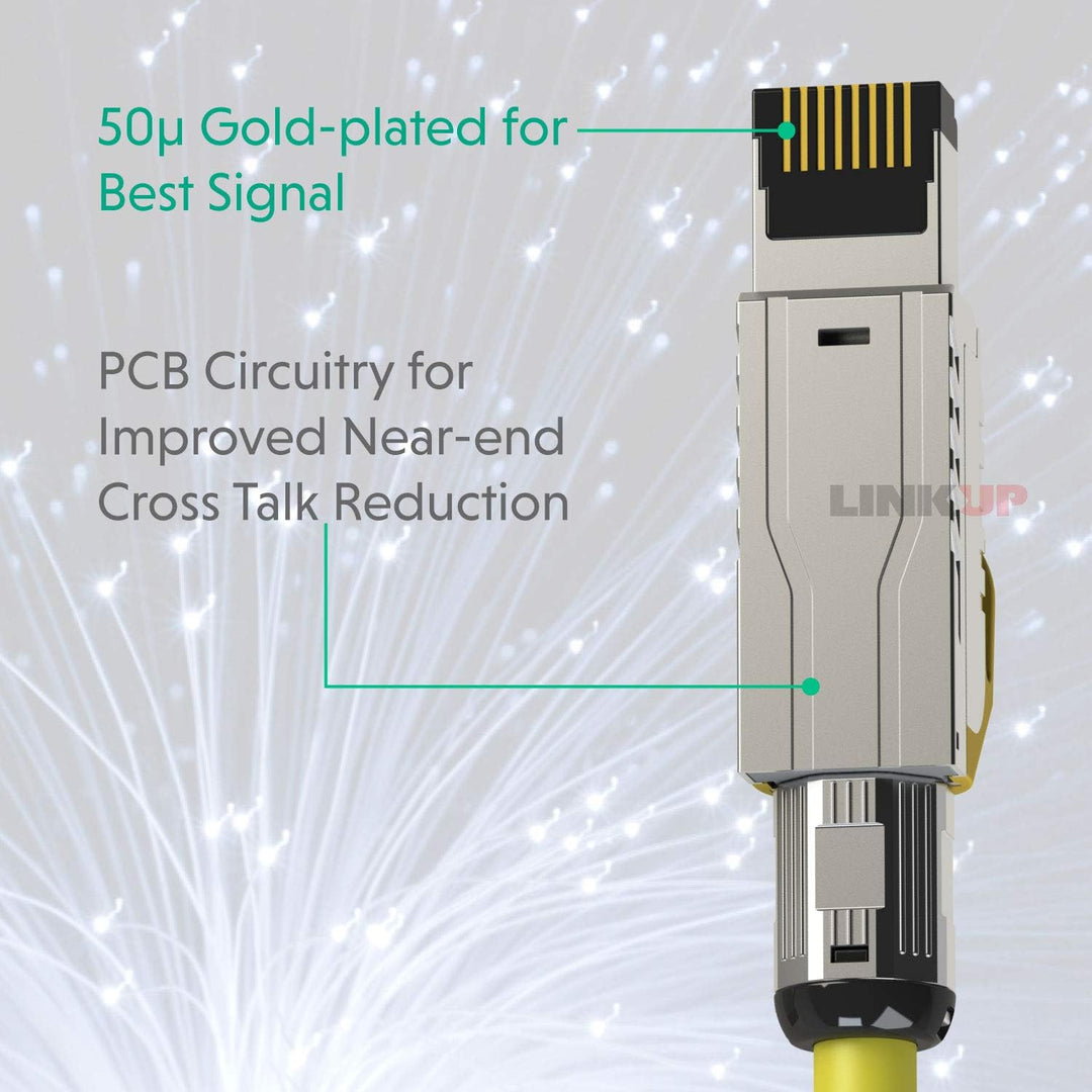 LINKUP - [GHMT & DSX8000 Zertifiziert] Cat8-Ethernet-Patchkabel S/FTP 22AWG Doppelt Geschirmtes Mass