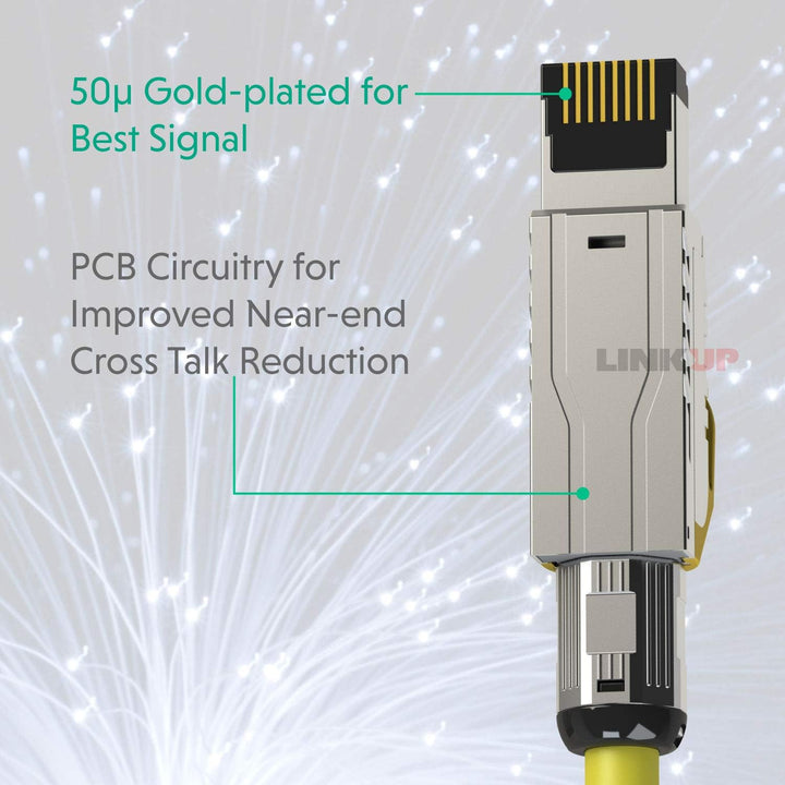 LINKUP - [GHMT & DSX8000 Zertifiziert] Cat8-Ethernet-Patchkabel S/FTP 22AWG Doppelt Geschirmtes Mass