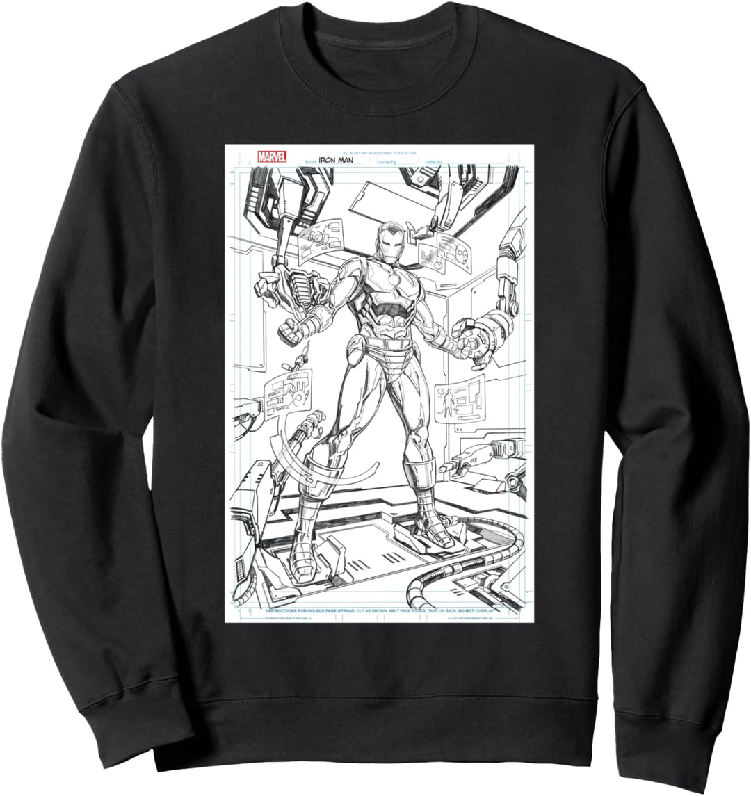 Marvel Iron Man Comic Cover Sketch Sweatshirt
