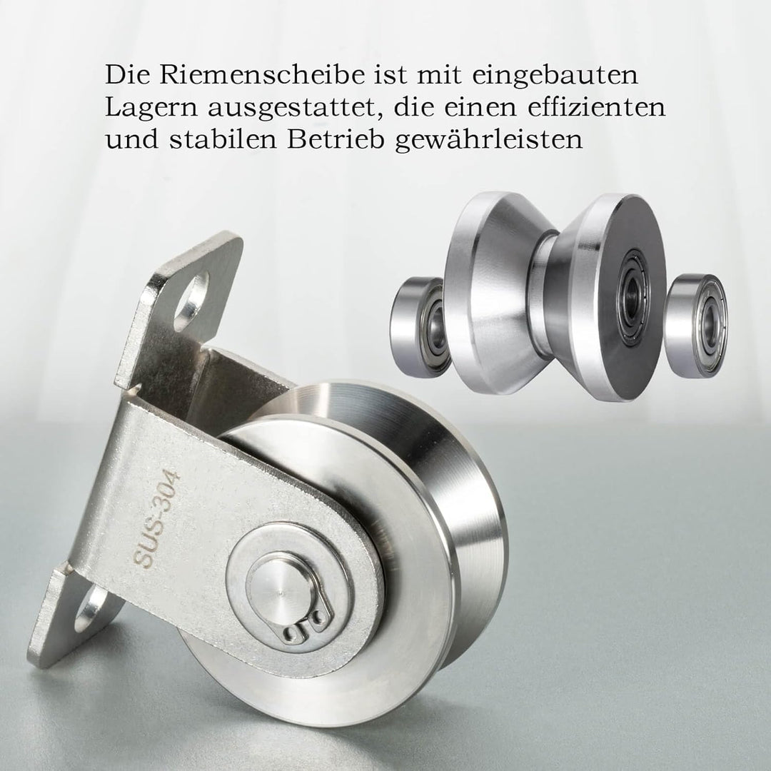 Umlenkrolle mit 2 Kugellager, V Typ Umlenkrollen für 12mm Seile Stahlseil, Tragkraft 500kg, 2 Stück