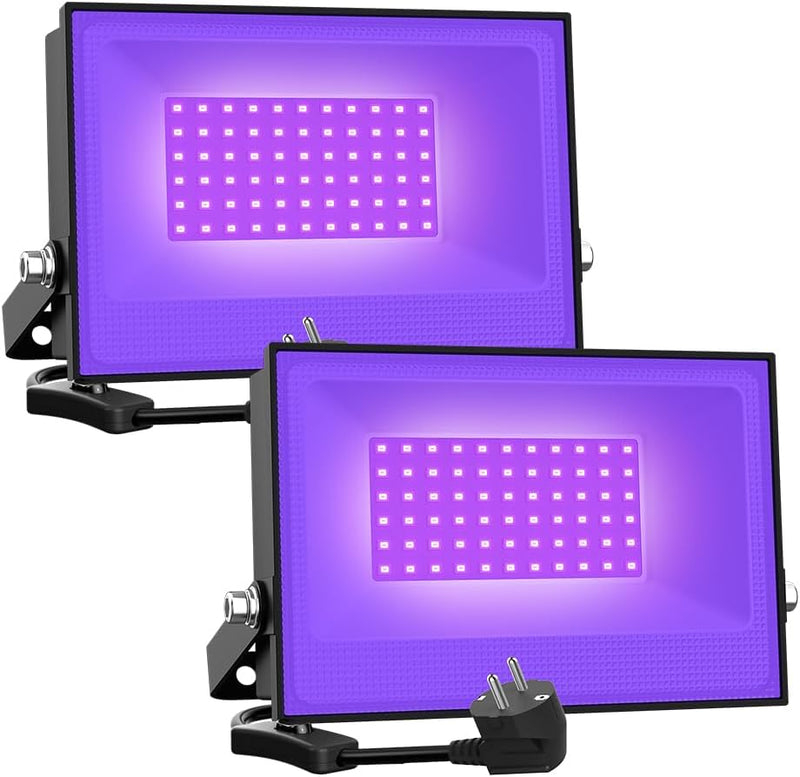 Onforu 2er 30W LED Schwarzlicht Strahler, UV Fluter mit Stecker, IP66 Wasserdicht Schwarzlichtlampe,