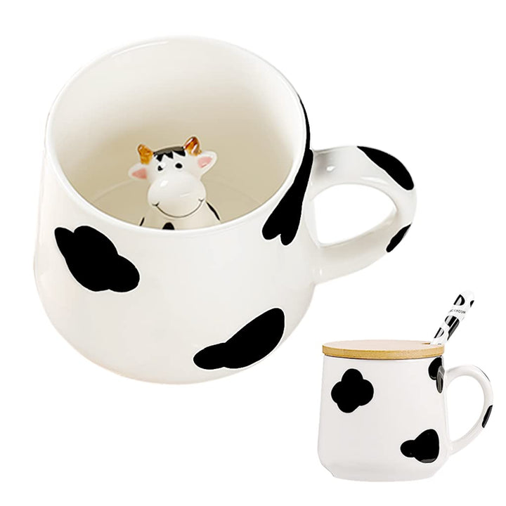 Süsse Sachen Keramik kuh Kaffeetasse Teetasse Mit Deckel Löffel Lustige Geschenke für Frauen Kaffeeb