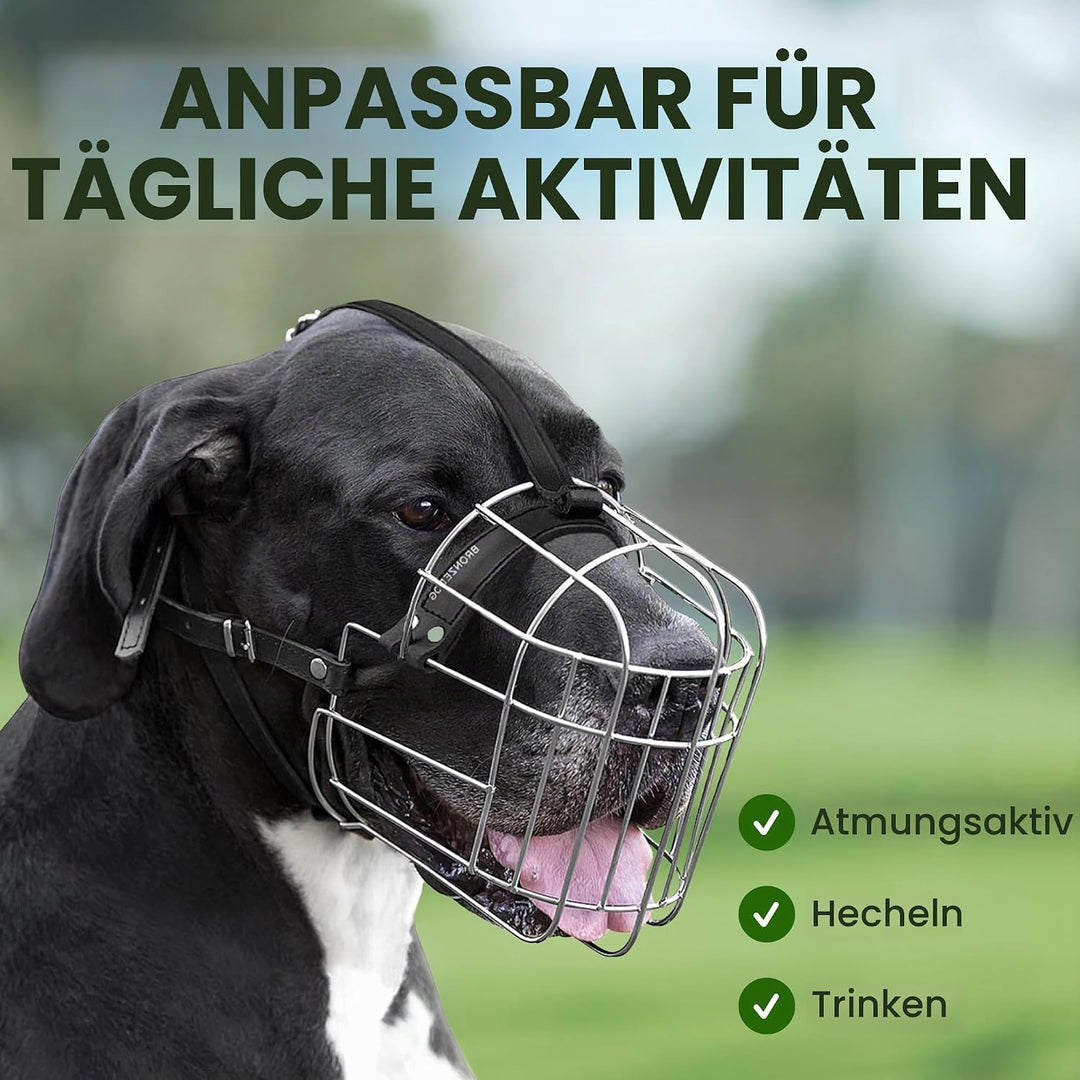 BronzeDog Metall Hund Maulkorb Drahtkorb Deutsche Dogge Mastiff Bernhardiner Atmungsaktive Maske mit