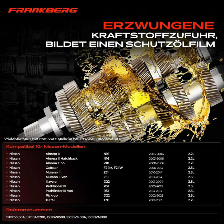 Frankberg 1x Ölpumpe Kompatibel mit Almera 2000-2006 Cabstar 2006-2013 Murano 2010-2014 Navara 2001-