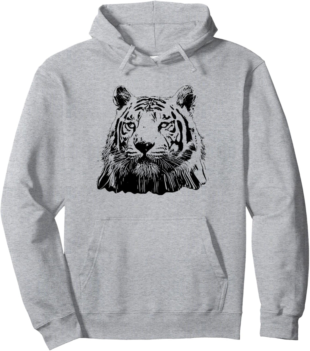 Tigerkopf Motiv Raubkatzen Dschungel Katzen Zähne Tiger Pullover Hoodie