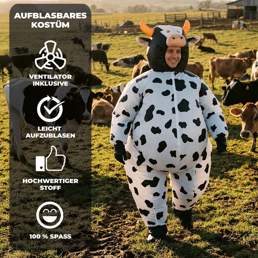 AirSuit® Aufblasbares Kostüm Kuhe | Ausgefallenes Auflbaskostüm | Premium Qualität | Grösse Erwachse