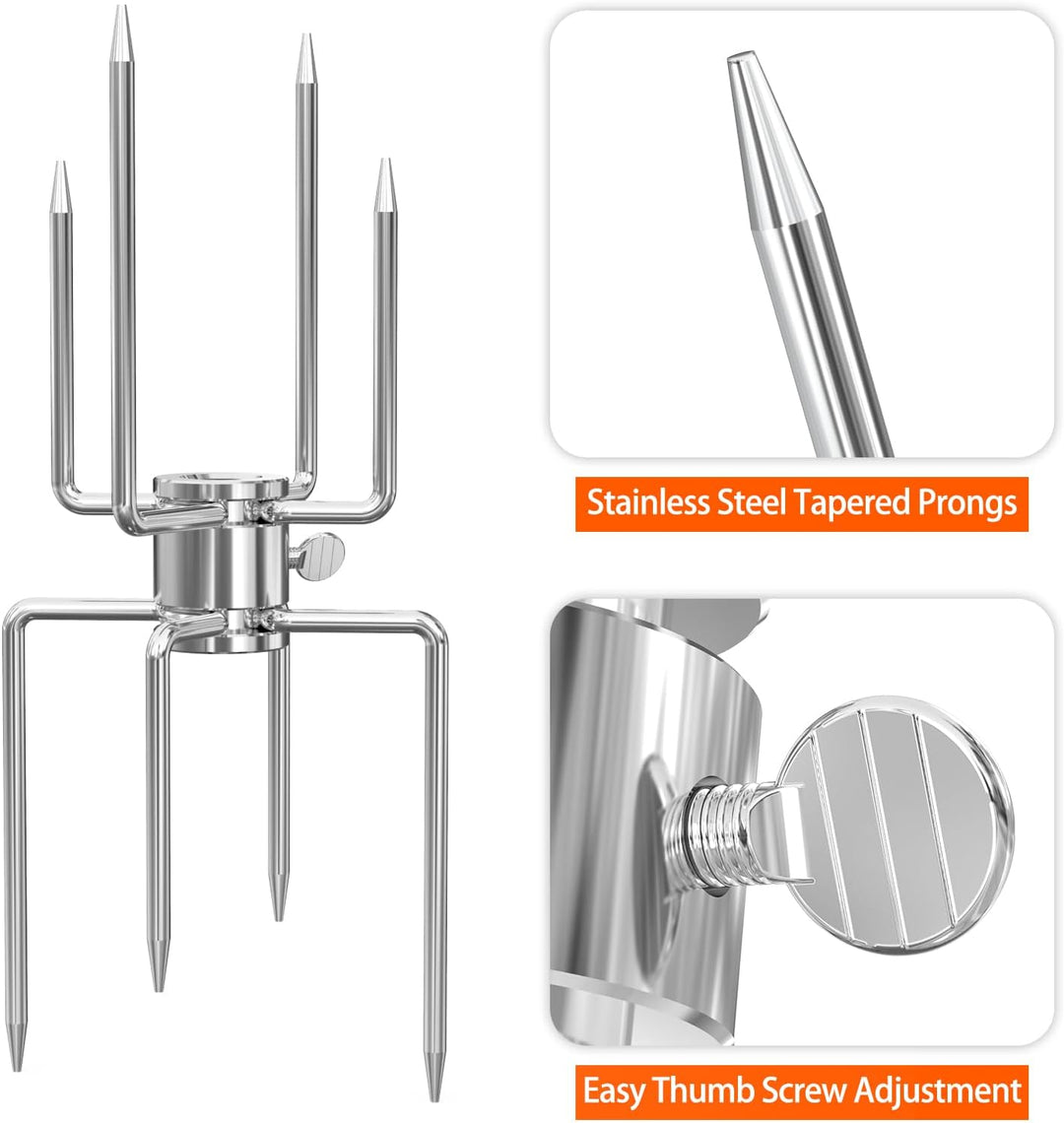 onlyfire Doppel-Fleischklammer, Fleischnadeln für Grillspiess Rotisserie, Drehspiess für 12mm Hexago