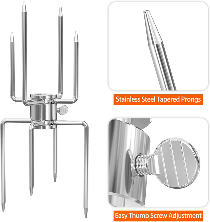 onlyfire Doppel-Fleischklammer, Fleischnadeln für Grillspiess Rotisserie, Drehspiess für 12mm Hexago