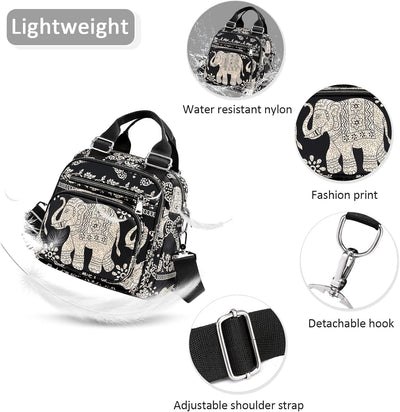 DIRRONA Mode Damen Handtasche Damen Umhängetasche Klein Rucksack Drucken Schultertaschen Multi-Tasch