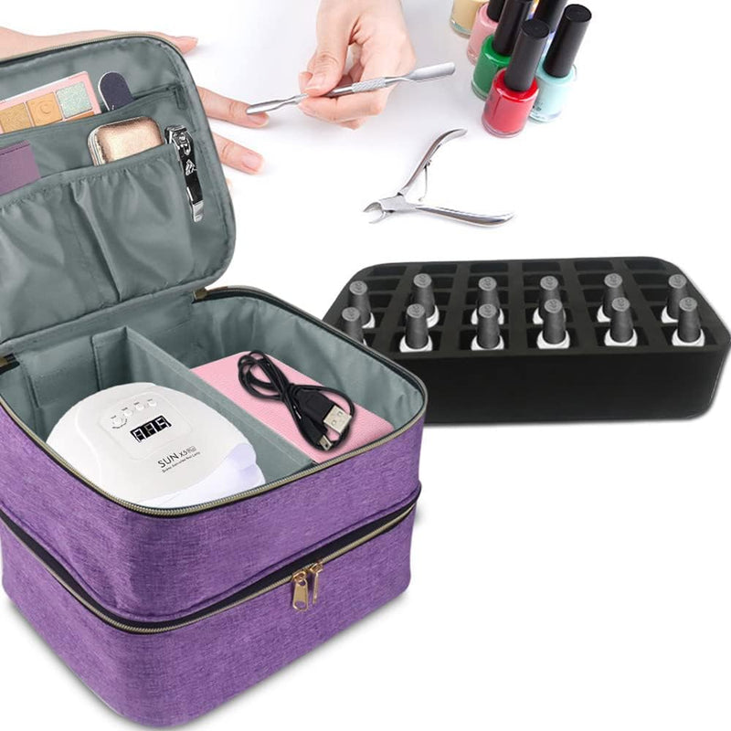 Hosoncovy Nagellack Organizer, abnehmbare 2 lagige Nagellack Aufbewahrungstasche, Nagellack Reise Tr