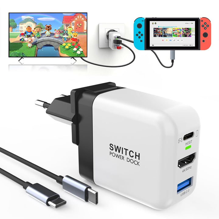 36W Switch Docking Station, für Nintendo Switch OLED/Steam Deck, Mini GaN Netzteil mit 3-Port (USB C